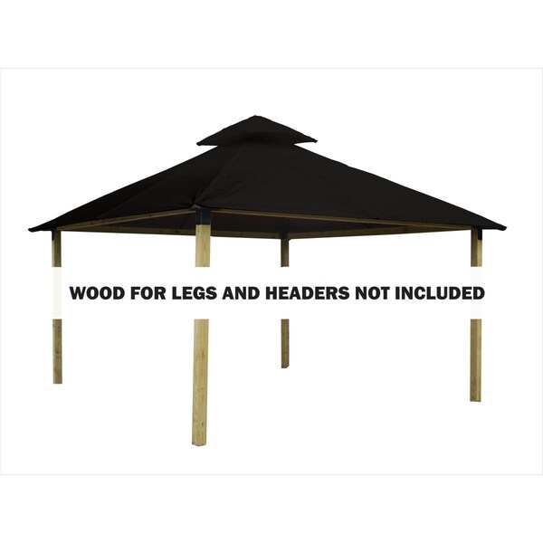 Acacia 12 sq. ft. Gazebo Roof Framing & Mounting Kit with Black Outdura Canopy AGOK12- BLACK - main